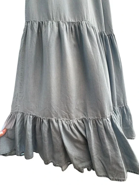 Vince Camuto Sleeveless Light Blue Tiered Maxi Dress Airy Beach Casual Boho Sz L - Picture 5 of 16